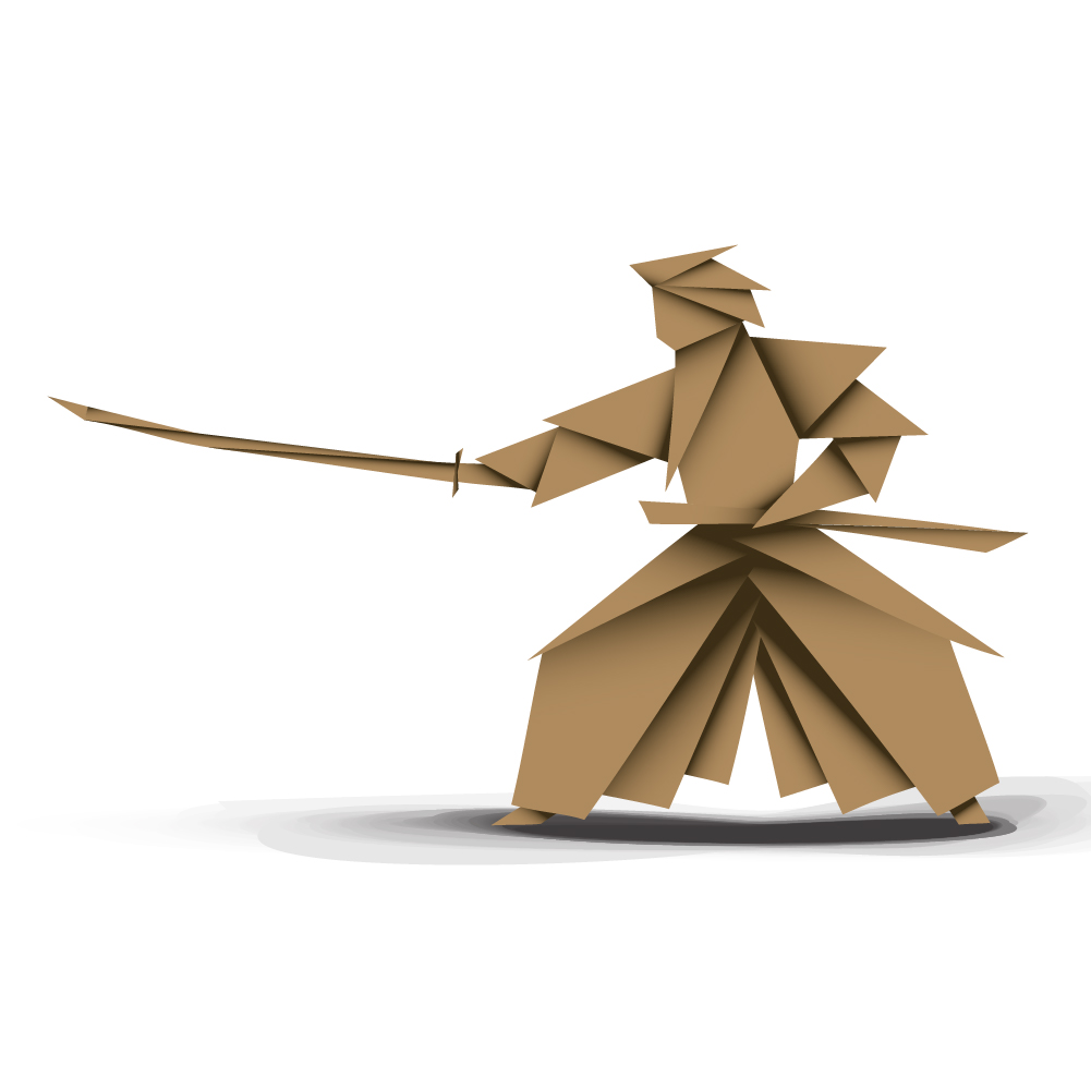 logotip origami mečevalec